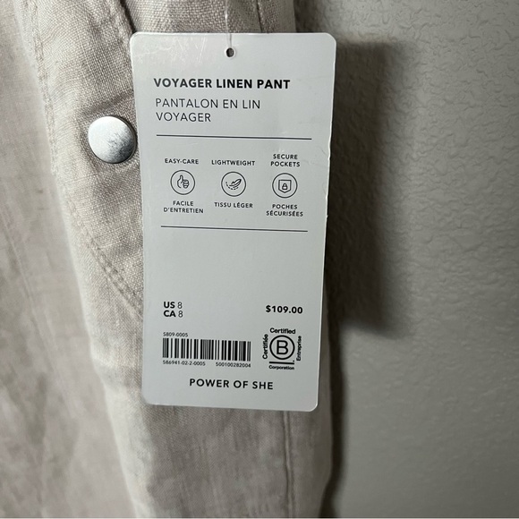 New Athleta Voyager Linen Pant Undyed Beige NWT Casual Beachy Coastal Women’s 8 - Picture 8 of 14